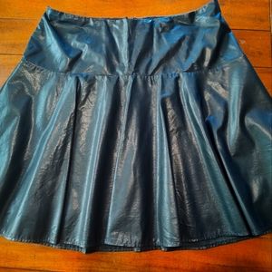 Flared faux leather skirt